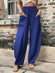 Inrosy pantalons poches mi taille taille élastique femme casual lâche ample décontracté boho