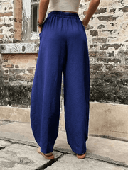 Inrosy pantalons poches mi taille taille élastique femme casual lâche ample décontracté boho