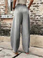 Inrosy pantalons poches mi taille taille élastique femme casual lâche ample décontracté boho
