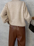 Inrosy pantalon carotte simili cuir poches taille élastique femme élégant mode décontracté