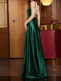 Inrosy robe demoiselle d'honneur fluide nœud dos nu à fines brides sans manches élégant soirée de promo pour mariage vert