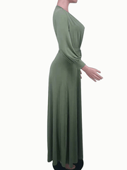 Inrosy robe longue fluide ceinture v-cou manches bishop manches longues femme casual élégant bal de promo automne
