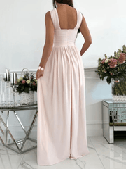 Inrosy robe longue fendu le côté fluide licou dos nu bretelle v-cou sans manches femme élégant soirée de promo cérémonie