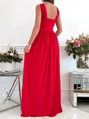 Inrosy robe longue fendu le côté fluide licou dos nu bretelle v-cou sans manches femme élégant soirée de promo cérémonie