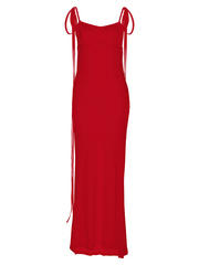 Inrosy longue robe col bénitier dos nu moulante nœud bustier à fines brides sans manches femme élégant de soirée