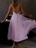 Inrosy longue robe bouffante tutu tulle trapèze à fines brides licou sans manches doux élégant mode de soirée cocktail anniversaire
