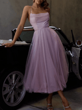 Inrosy longue robe bouffante tutu tulle trapèze à fines brides licou sans manches doux élégant mode de soirée cocktail anniversaire