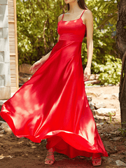 Inrosy longue robe satin à fines brides dos nu sans manches élégant mode de soirée pour mariage