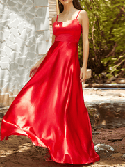 Inrosy longue robe satin à fines brides dos nu sans manches élégant mode de soirée pour mariage