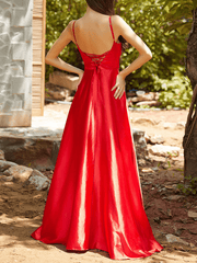 Inrosy longue robe satin à fines brides dos nu sans manches élégant mode de soirée pour mariage