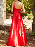 Inrosy longue robe satin à fines brides dos nu sans manches élégant mode de soirée pour mariage