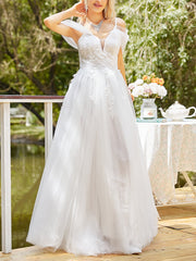 Inrosy robe longue v-cou dentelle sans manches fendu le côté tutu tulle décolleté dos femme élégant de soirée pour mariage champetre