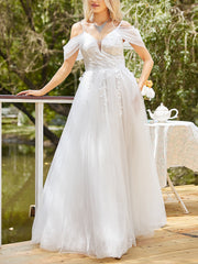Inrosy robe longue v-cou dentelle sans manches fendu le côté tutu tulle décolleté dos femme élégant de soirée pour mariage champetre