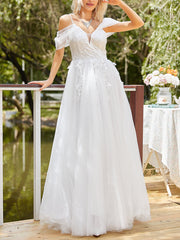 Inrosy robe longue v-cou dentelle sans manches fendu le côté tutu tulle décolleté dos femme élégant de soirée pour mariage champetre