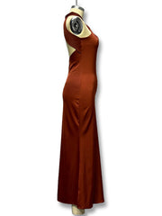 Inrosy robe longue en satin moulante cross licou découpes sirene dos nu sans manches femme de soirée bal de promo