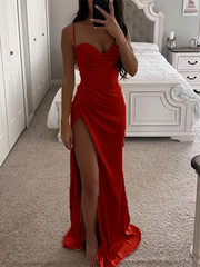 Inrosy robe longue moulante fendu le côté bustier dos nu à fines brides sans manches femme de soirée pour mariage
