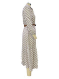 Inrosy longue robe bohème imprimé à fleurie v-cou boutonnage ceinture femme décontracté ample de plage