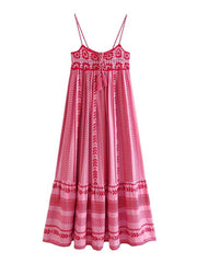 Inrosy longue robe imprimé à fleurie crochet robe à volantée frange à fines brides sans manches femme décontracté ample de plage