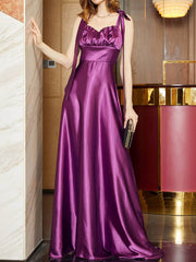 Inrosy robe longue bretelle noeud papillon dos nu sans manches femme élégant de soirée cérémonie pour mariage