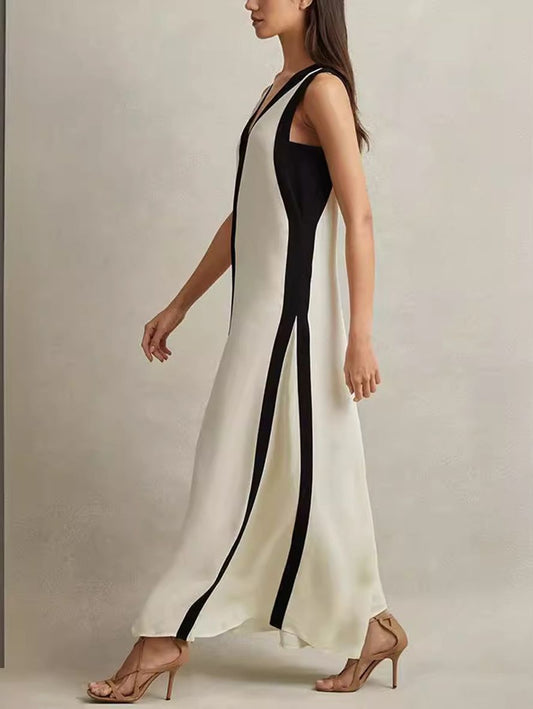 Inrosy robe longue décolleté plongeant fluide décolleté dos nu sans manches femme décontracté ample casual bal de promo de plage