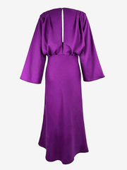 Inrosy mi-longue robe boutons dos nu v-cou manches trompette manches longues femme élégant vintage bal de promo