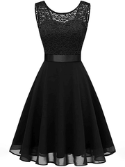 Inrosy mi-longue robe audrey hepburn 1950 trapèze dentelle fluide noeud papillon dos nu sans manches femme fete cocktail