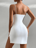 Inrosy robe courte moulante fendu à fines brides sans manches femme mode de cocktail