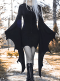 Inrosy robe moulante nœud v-cou manches trompette manches longues femme médiévale halloween robe gothique
