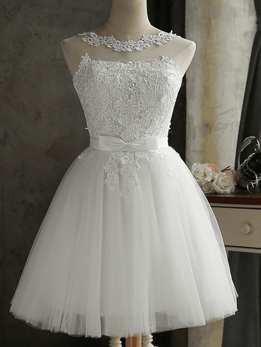 Inrosy robe courte dentelle tutu tulle noeud papillon avec à lacets dos nu col rond sans manches femme élégant de soirée pour mariage