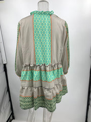 Inrosy robe courte imprimé à fleurie coton lin à volantée boutonnage manches longues femme bohème décontracté lâche de plage