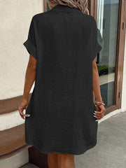 Inrosy blouse robe courte boutonnage col chemise manches courtes femme bohème décontracté ample oversized