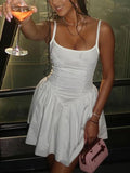 Inrosy robe courte trapèze à bretelles forme de bouton de fleur unie dos nu sans manches femme élégant de cocktail fete d'été