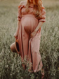 Inrosy robe de grossesse coulisse taille col bateau manches courtes femme élégant boho mode enceinte shooting photo