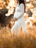 Inrosy robe de grossesse dentelle fendu le côté plissé col roulé manches longues femme élégant soirée photo shooting enceinte