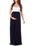 Inrosy longue robe de grossesse fluide col rond sans manches femme casual décontracté enceinte