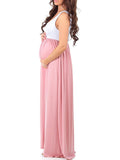 Inrosy longue robe de grossesse fluide col rond sans manches femme casual décontracté enceinte