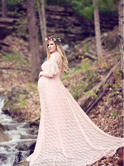 Inrosy robe de grossesse robe dentelle à volantée bustier col bateau femme doux bohème cérémonie enceinte photo shooting