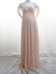 Inrosy robe de grossesse robe dentelle à volantée bustier col bateau femme doux bohème cérémonie enceinte photo shooting