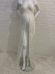 Inrosy robe de grossesse transparent dentelle fendu bustier femme élégant boho bapteme plage enceinte shooting