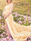 Inrosy robe de grossesse transparent dentelle fendu bustier femme élégant boho bapteme plage enceinte shooting