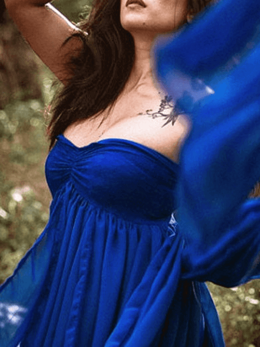 Inrosy robe de grossesse dentelle fendu bustier dos nu sans manches femme élégant mode enceinte photo shooting