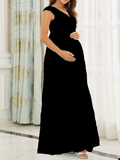 Inrosy robe de grossesse dentelle mousseline fluide dos nu v-cou sans manches femme élégant mode bal de promo enceinte invité mariage