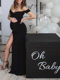Inrosy robe de grossesse col bateau fendu dos nu manches courtes femme élégant mode bal de promo enceinte