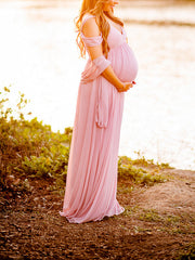 Inrosy robe de grossesse fendu le côté fluide v-cou sans manches femme élégant soirée bal de promo plage enceinte
