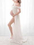 Inrosy robe de grossesse mousseline fendu fluide bustier femme élégant mode bapteme plage shooting enceinte