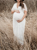 Inrosy robe de grossesse dentelle tulle v-cou femme casual élégant bohème photo shooting enceinte