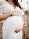 Inrosy robe de grossesse dentelle tulle v-cou femme casual élégant bohème photo shooting enceinte