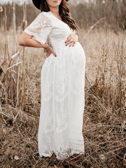 Inrosy robe de grossesse dentelle tulle v-cou femme casual élégant bohème photo shooting enceinte