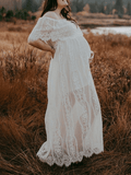Inrosy robe de grossesse dentelle col bateau manches courtes femme casual élégant bohème boho photo shooting
