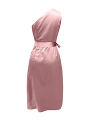 Inrosy robe de grossesse moulante satin fendu fluide ceinture une épaule femme élégant de cocktail enceinte
